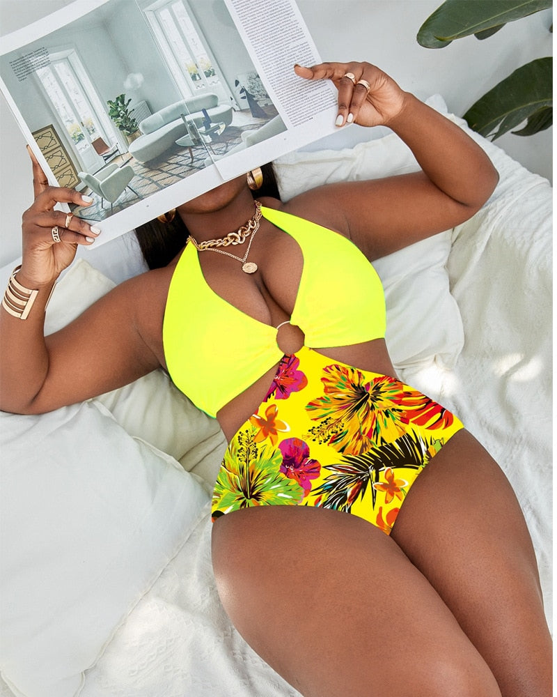 Plus Size Swimsuits Ladies Printed Sexy One Piece Swimsuit Women Holiday Beachwear Bathing Suit Bikinis 2023