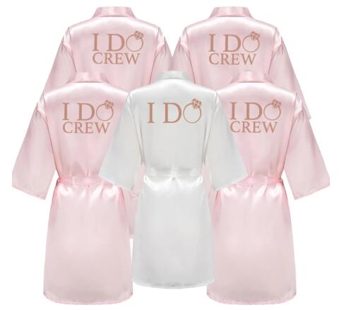 I DO Women Wedding Satin Dressing Gown Personalized Custom Name Bathobe Bridal Party Robes Bridesmaid Robes gift