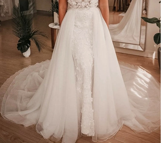 Detachable Skirt Wedding Removable Train for Dresses Bridal Overskirt