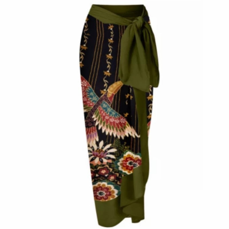 Bowknot One Piece Swimsuit Women Swimwear Skirt Cover Up Brazilian Bikini New Floral Print Beach Bathing Suit Set