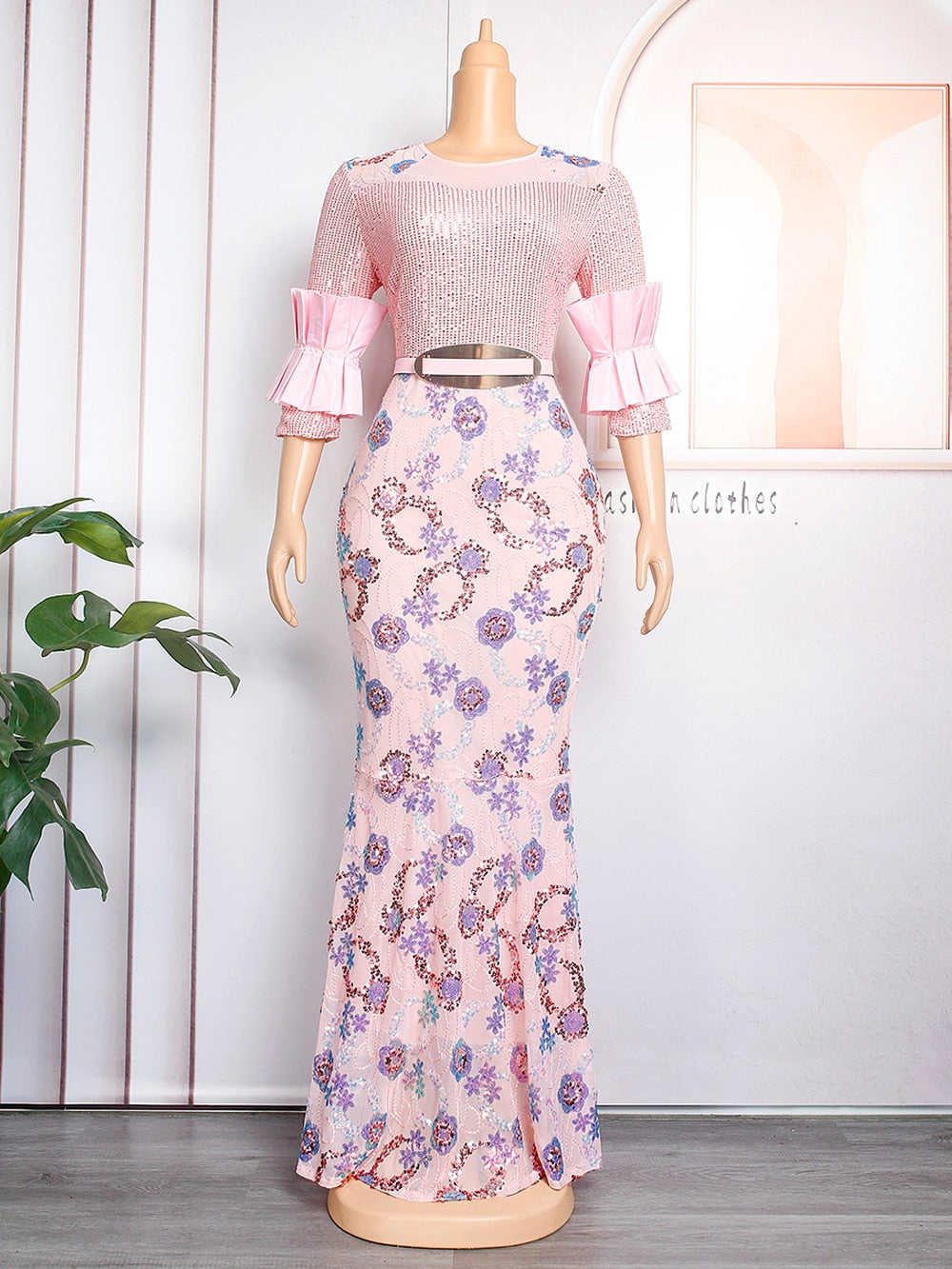 Women Plus Evening Mermaid Dresses Wedding Party Long Luxury Sequin Gown Bodycon-party dresses-Top Super Deals-Pink-L-Free Item Online