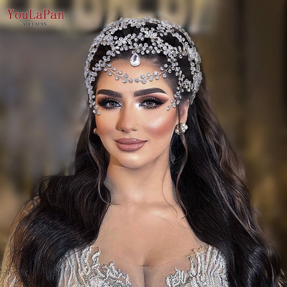 Rhinestone Forehead Headband Fashion Crystal Bridal Headpiece Wedding Hair Accessories Tiara wear