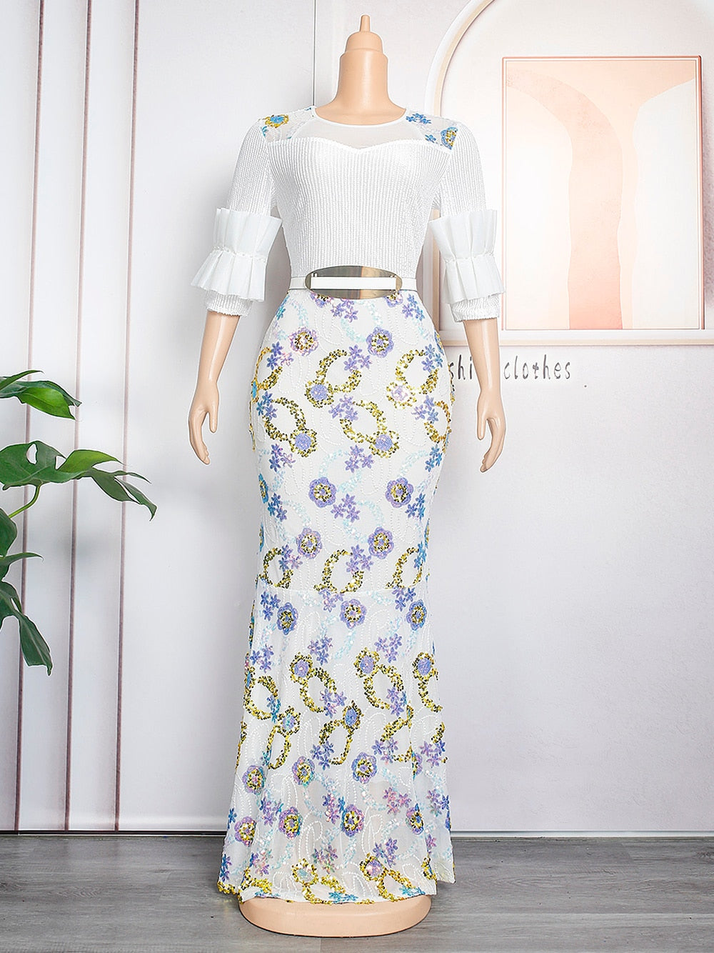 Women Plus Evening Mermaid Dresses Wedding Party Long Luxury Sequin Gown Bodycon-party dresses-Top Super Deals-White-L-Free Item Online