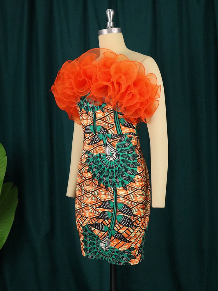 Women Tube Tops Dress Bodycon Ruffles Backless