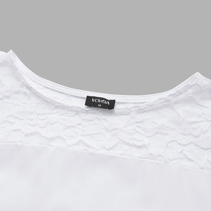 Summer Kaftan Dress Women Lace Patchwork Maxi Long Dresses Long Sleeve O Neck Solid