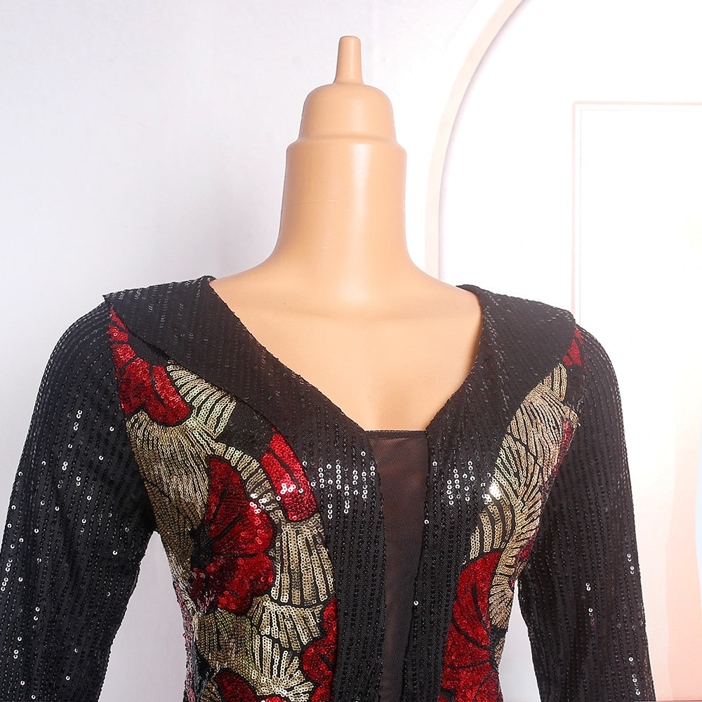 Women Plus Size Mermaid Dress Luxury Sequin Bodycon Evening Dresses