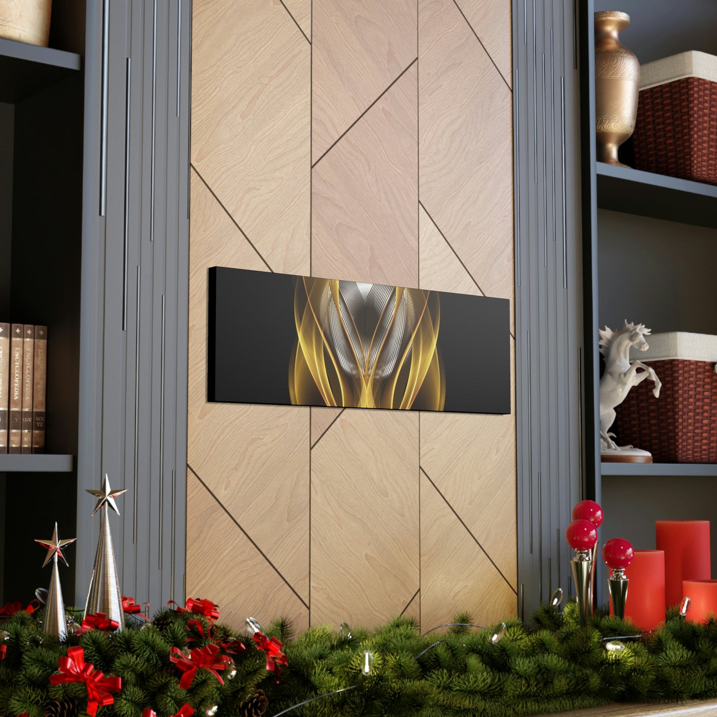 Home Decor Custom Wall ART | Canvas Frame Gold and Black Print | Painting Poster | Abstract Design | Modern Home Office Wall Frame | Firelin