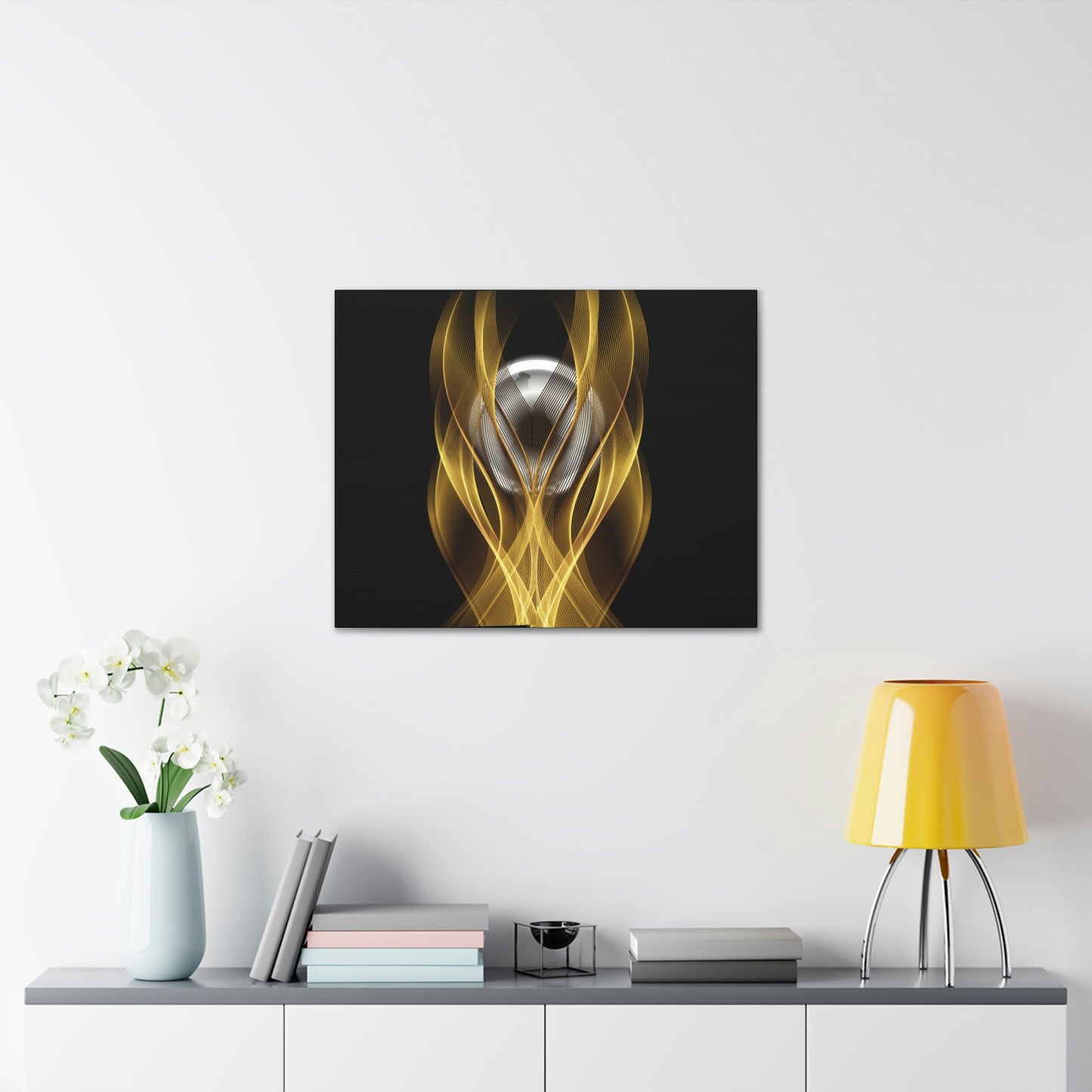 Home Decor Custom Wall ART | Canvas Frame Gold and Black Print | Painting Poster | Abstract Design | Modern Home Office Wall Frame | Firelin