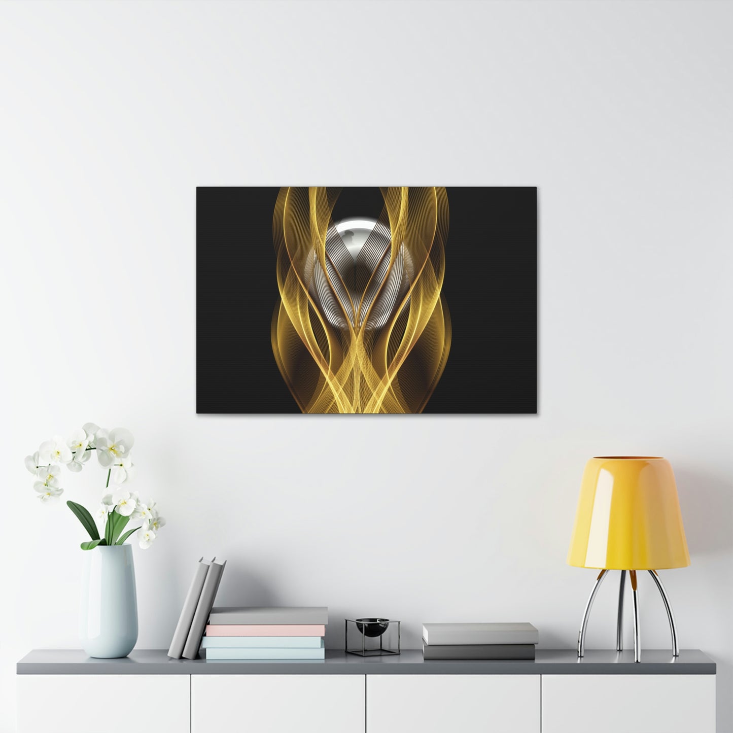 Home Decor Custom Wall ART | Canvas Frame Gold and Black Print | Painting Poster | Abstract Design | Modern Home Office Wall Frame | Firelin