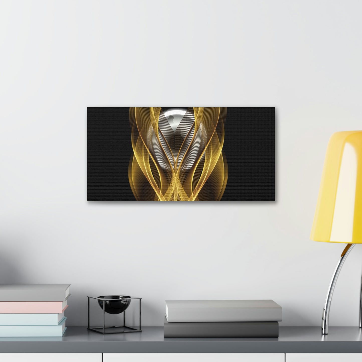 Home Decor Custom Wall ART | Canvas Frame Gold and Black Print | Painting Poster | Abstract Design | Modern Home Office Wall Frame | Firelin