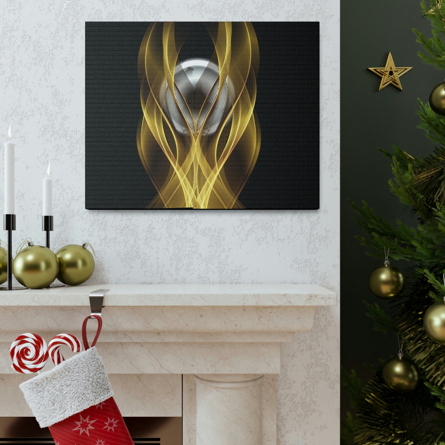Home Decor Custom Wall ART | Canvas Frame Gold and Black Print | Painting Poster | Abstract Design | Modern Home Office Wall Frame | Firelin