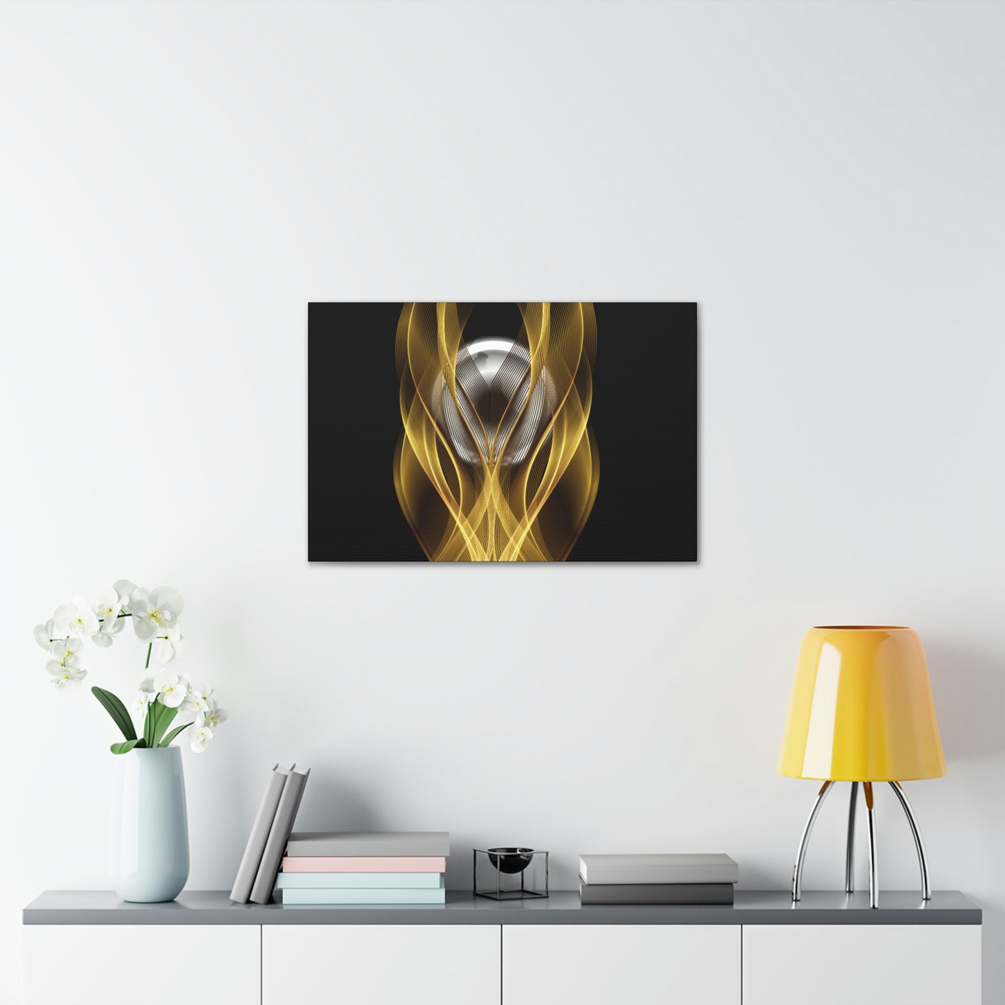 Home Decor Custom Wall ART | Canvas Frame Gold and Black Print | Painting Poster | Abstract Design | Modern Home Office Wall Frame | Firelin