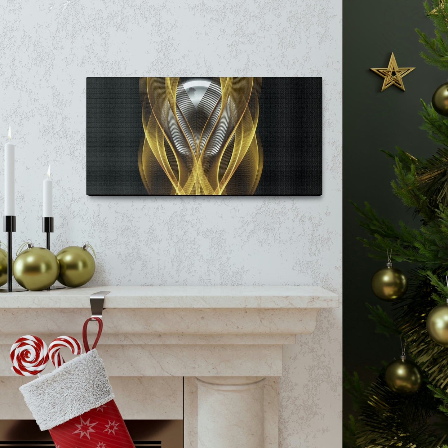 Home Decor Custom Wall ART | Canvas Frame Gold and Black Print | Painting Poster | Abstract Design | Modern Home Office Wall Frame | Firelin