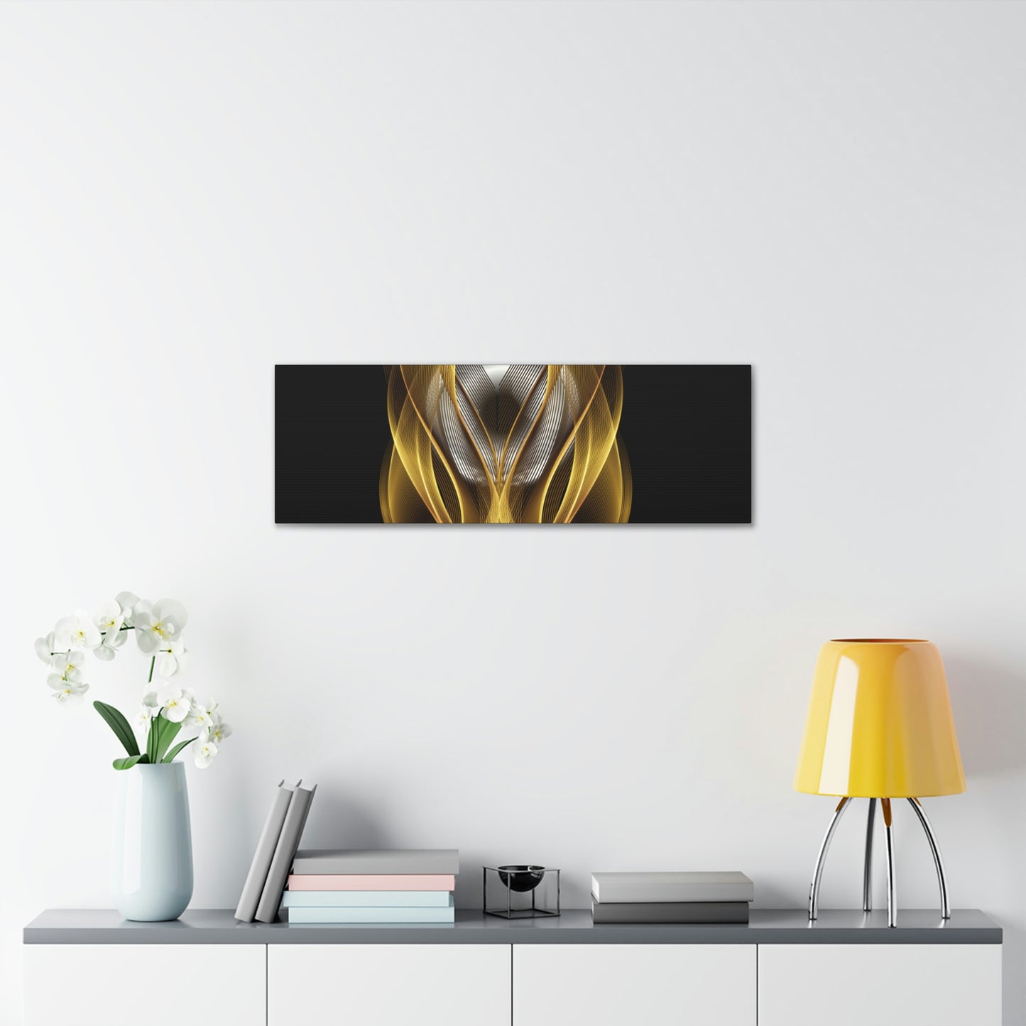 Home Decor Custom Wall ART | Canvas Frame Gold and Black Print | Painting Poster | Abstract Design | Modern Home Office Wall Frame | Firelin