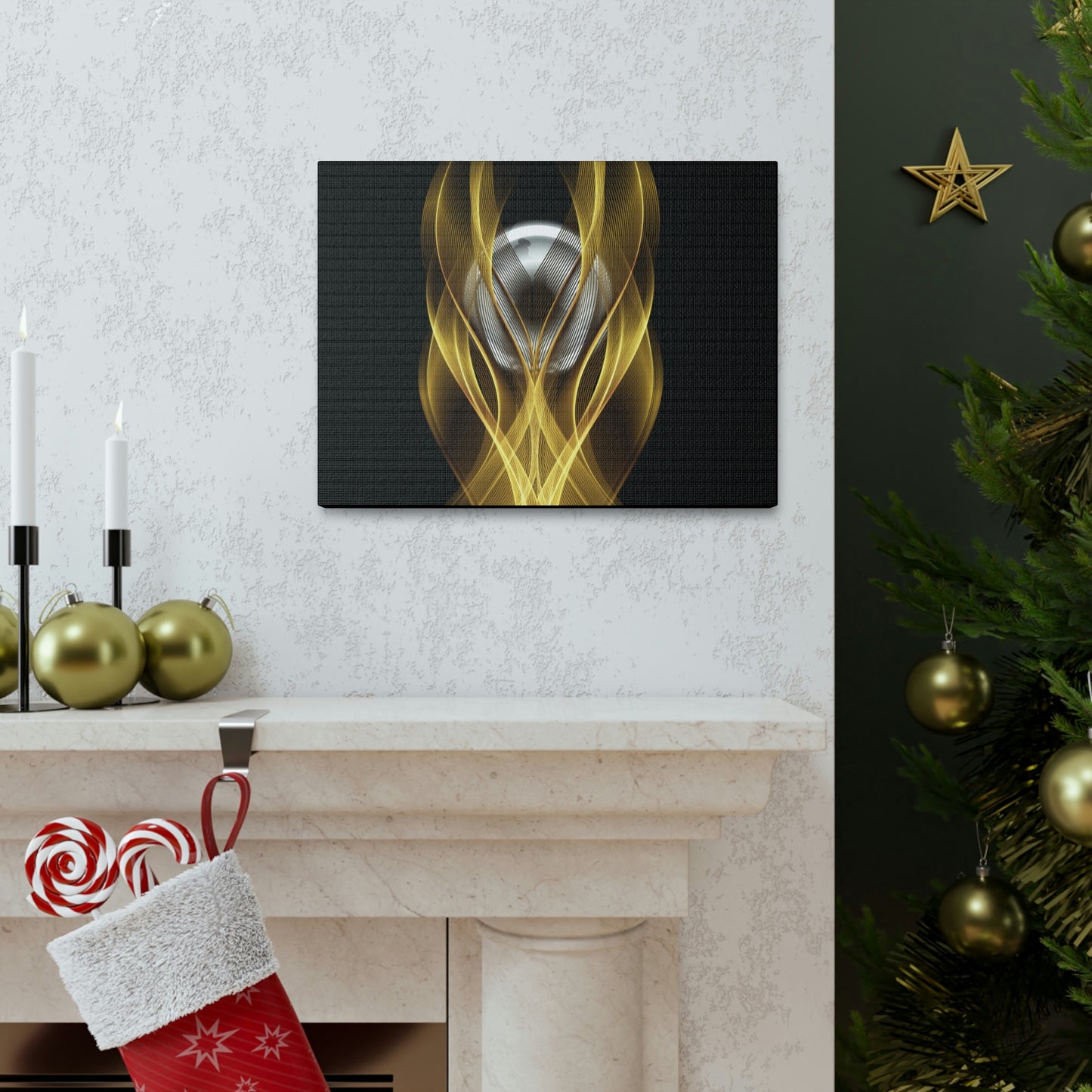 Home Decor Custom Wall ART | Canvas Frame Gold and Black Print | Painting Poster | Abstract Design | Modern Home Office Wall Frame | Firelin