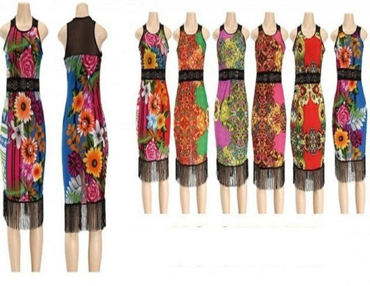 Women floral Sexy Spandex Bodycon Print Dresses-Dresses-freeitemonline.com-Free Item Online