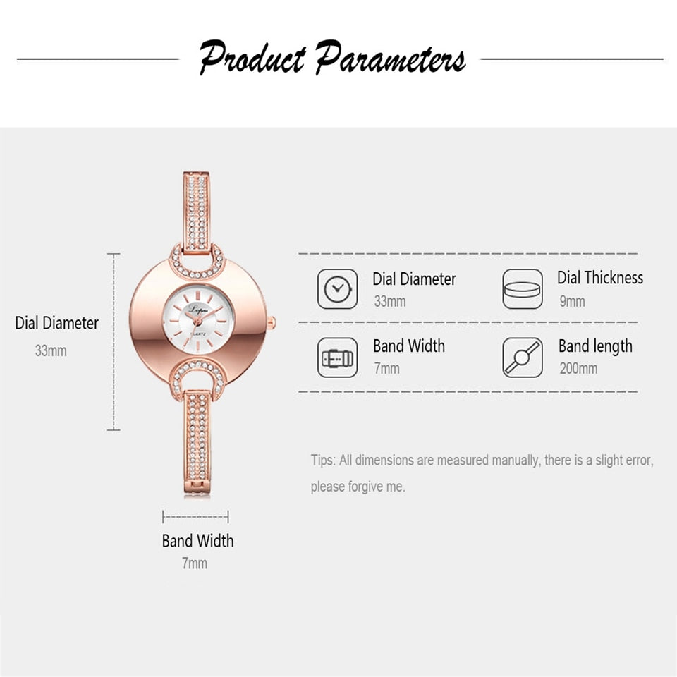 Luxury Women's Watch Fashion Bracelet Rhinestone Quartz Time piece-Women Wrist Watch-Free Item Online