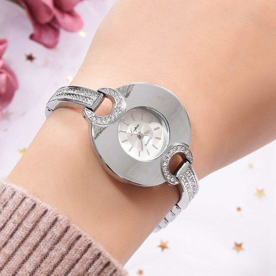 Luxury Women's Watch Fashion Bracelet Rhinestone Quartz Time piece-Women Wrist Watch-Free Item Online