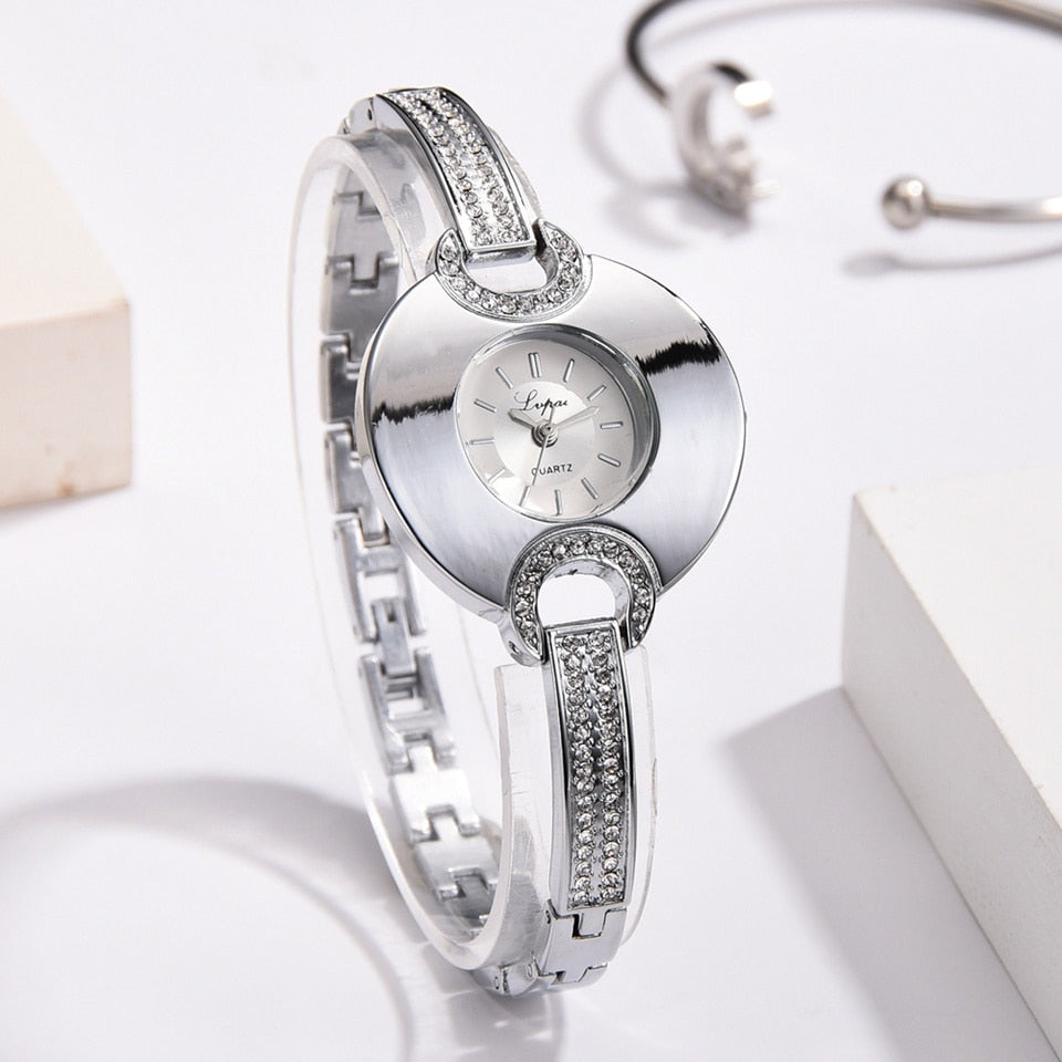 Luxury Women's Watch Fashion Bracelet Rhinestone Quartz Time piece-Women Wrist Watch-Free Item Online