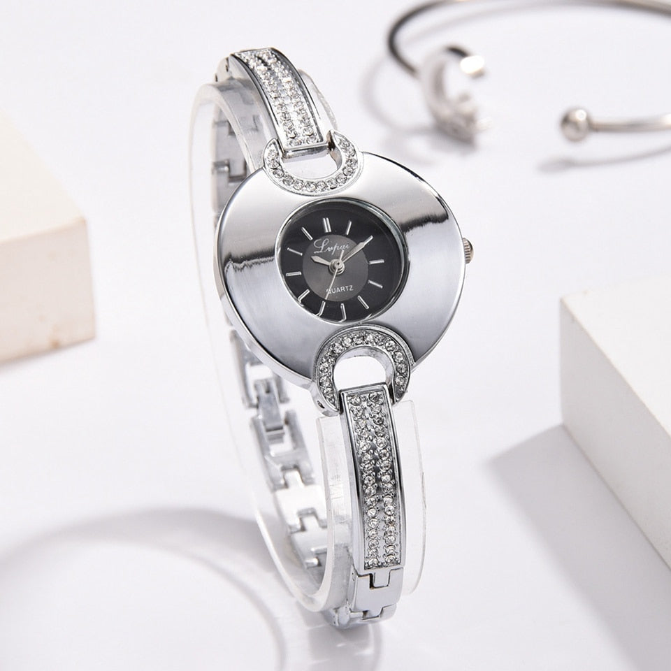 Luxury Women's Watch Fashion Bracelet Rhinestone Quartz Time piece-Women Wrist Watch-Free Item Online