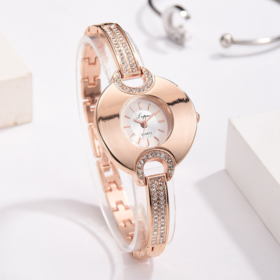 Luxury Women's Watch Fashion Bracelet Rhinestone Quartz Time piece-Women Wrist Watch-Free Item Online
