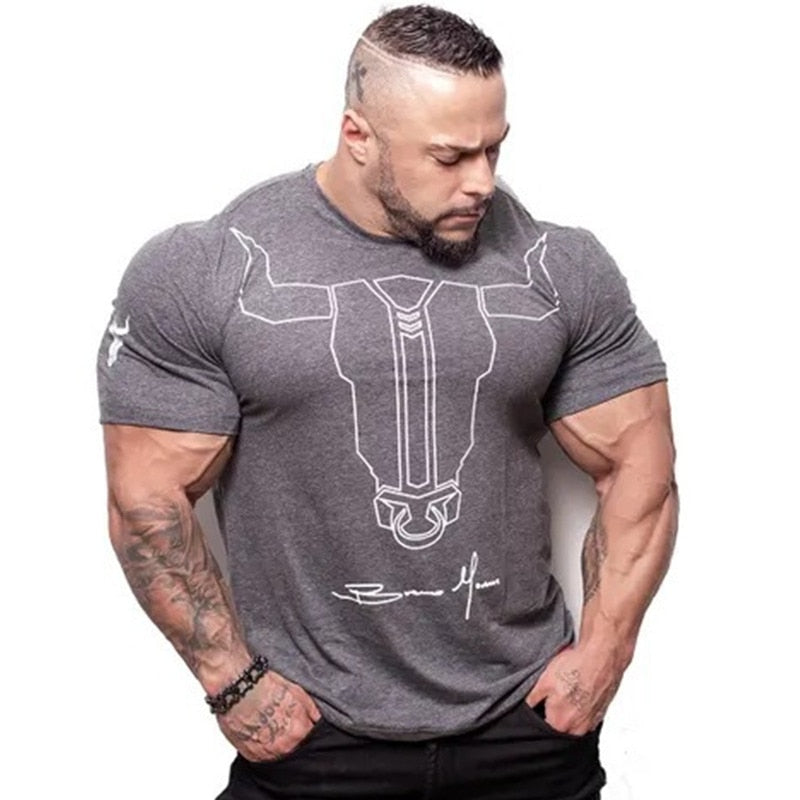 Ryan Designs Men Gyms Fitness Bodybuilding Skinny T-shirt-body building top-Free Item Online