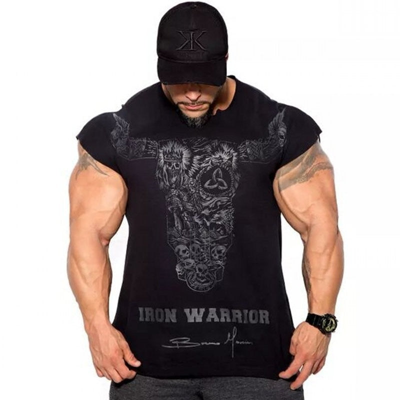 Ryan Designs Men Gyms Fitness Bodybuilding Skinny T-shirt-body building top-Free Item Online