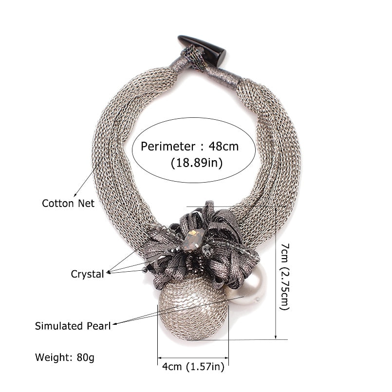 Simulated Pearl Pendants Necklaces Women Crystal Beads Statement Necklace Jewelry Choker