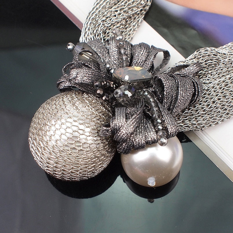 Simulated Pearl Pendants Necklaces Women Crystal Beads Statement Necklace Jewelry Choker