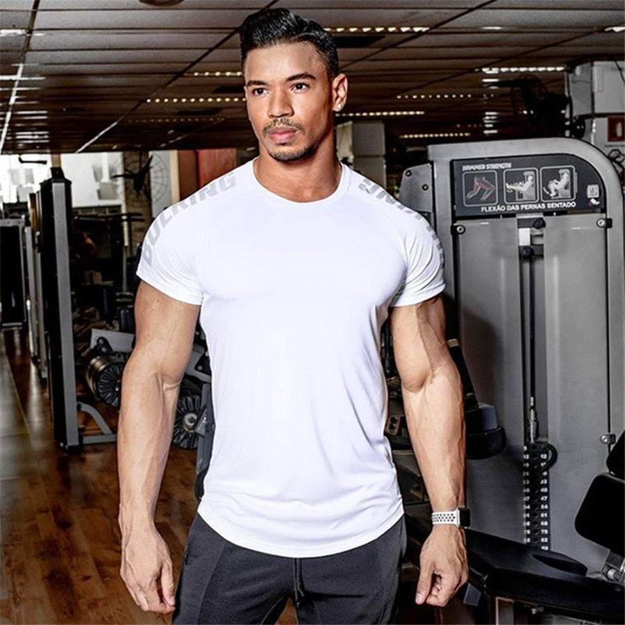 Ryan Design Compression Men Tee Shirt Gym Fitness Bodybuilding Workout Black Tops-work out top-Free Item Online