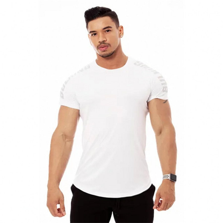 Ryan Design Compression Men Tee Shirt Gym Fitness Bodybuilding Workout Black Tops-work out top-Free Item Online