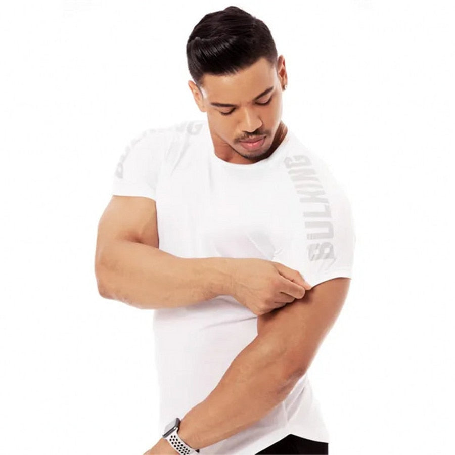 Ryan Design Compression Men Tee Shirt Gym Fitness Bodybuilding Workout Black Tops-work out top-Free Item Online