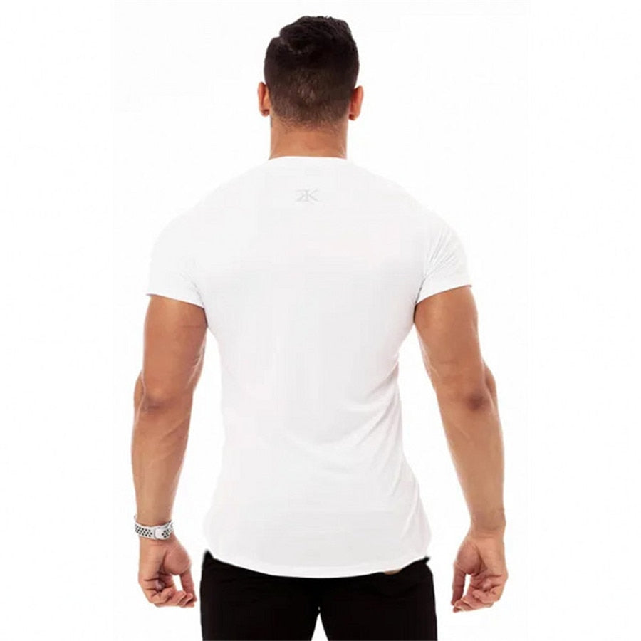 Ryan Design Compression Men Tee Shirt Gym Fitness Bodybuilding Workout Black Tops-work out top-Free Item Online