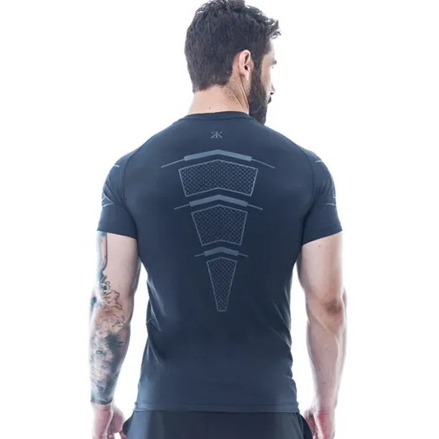 Ryan Design Compression Men Tee Shirt Gym Fitness Bodybuilding Workout Black Tops-work out top-Free Item Online