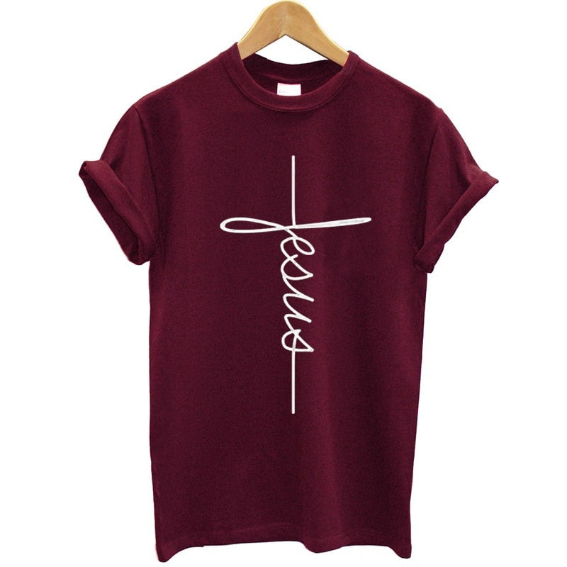 Bennie Fashion Jesus T-shirt Christian Cross Printing Women Tops-women tops-Free Item Online-Free Item Online