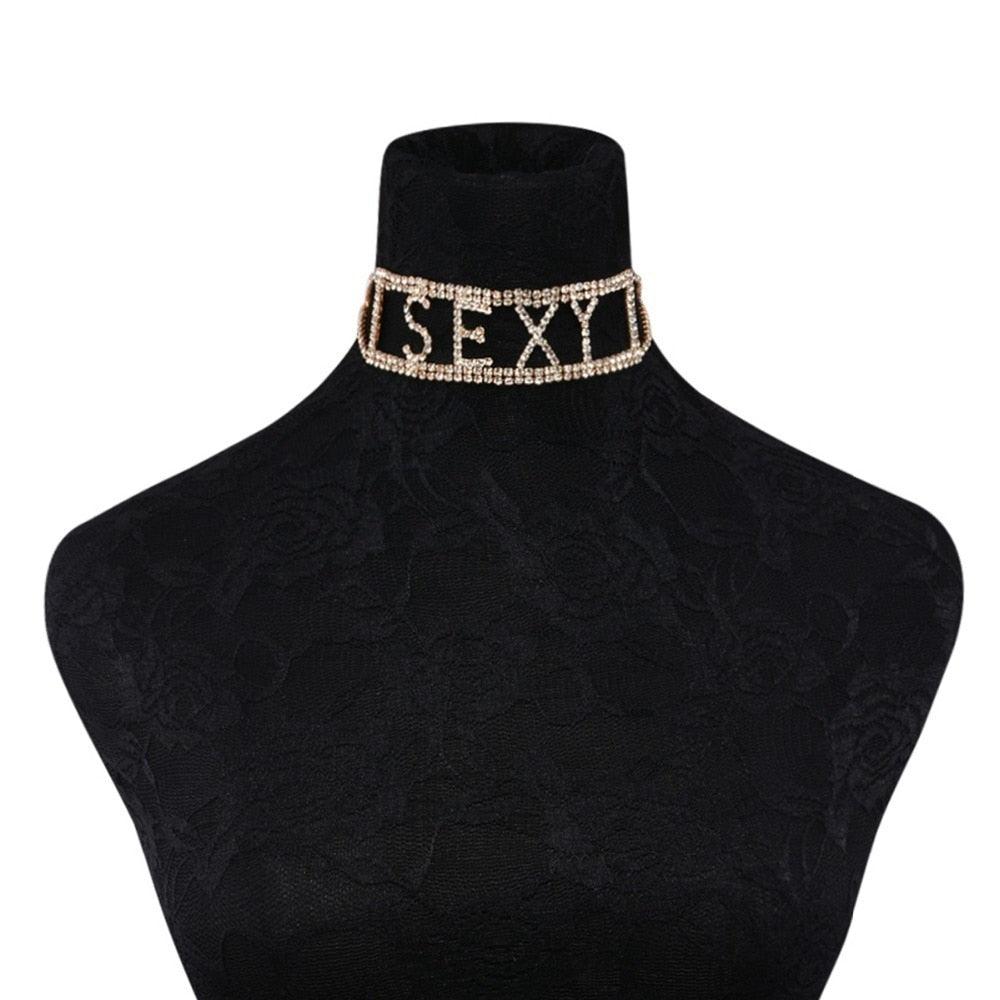 Liliana Fashion Rhinestone Choker Necklace-rhinestone necklace-Free Item Online
