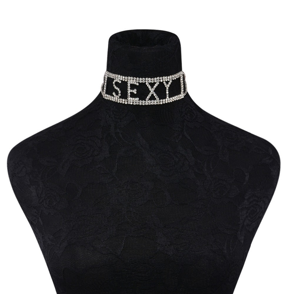 Liliana Fashion Rhinestone Choker Necklace-rhinestone necklace-Free Item Online