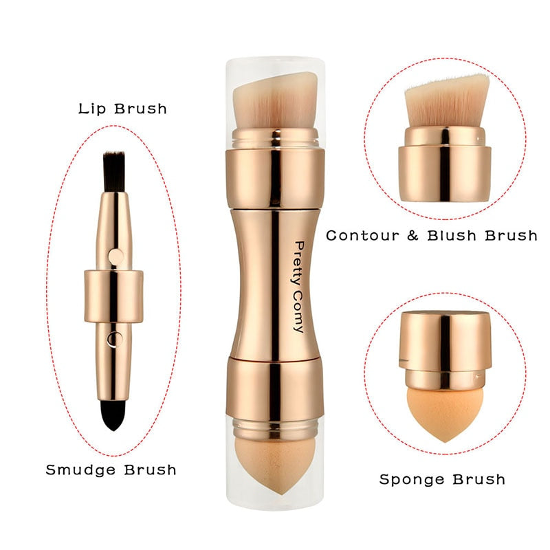 4 In 1 Portable Professional Makeup Brushes Foundation Eyebrow