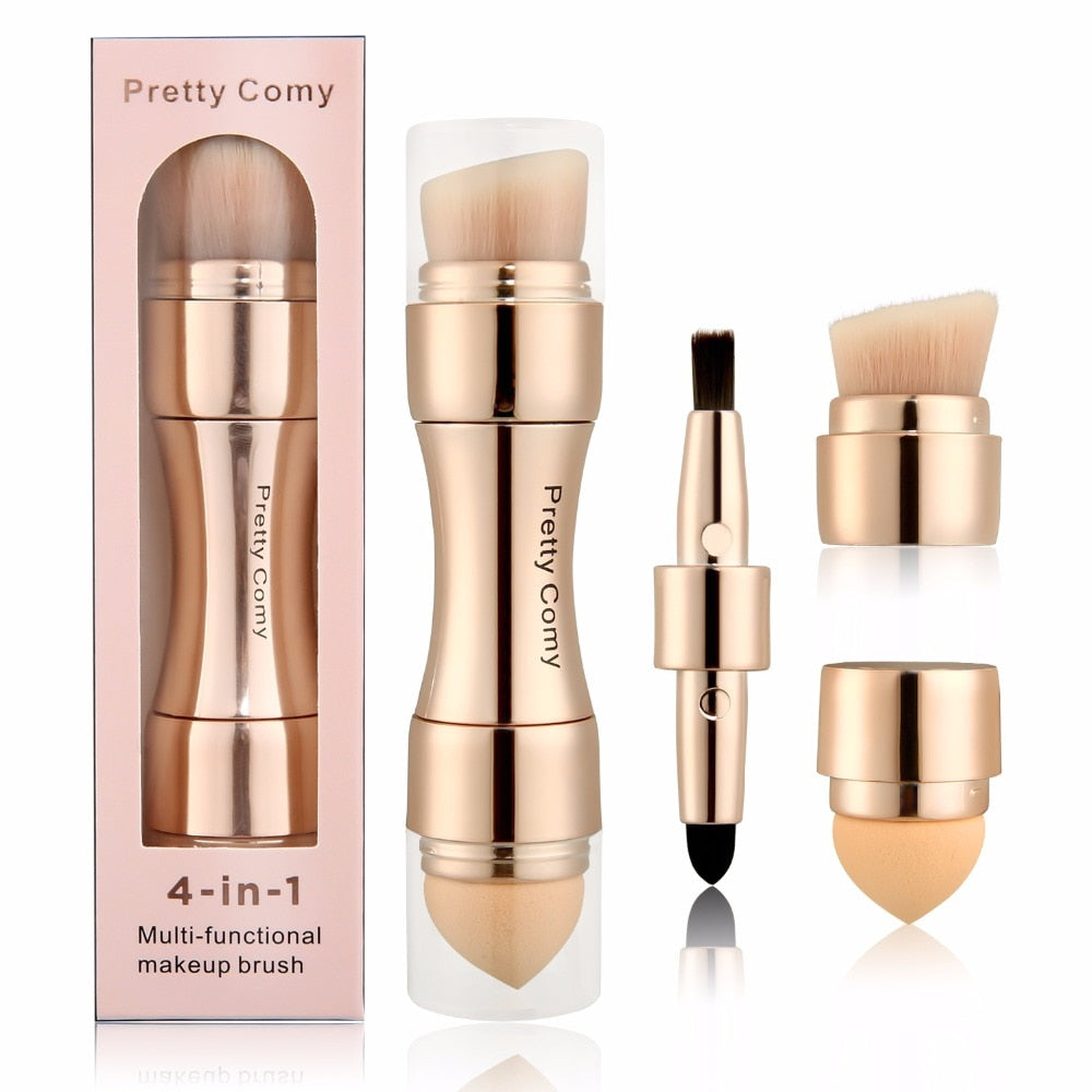 4 In 1 Portable Professional Makeup Brushes Foundation Eyebrow