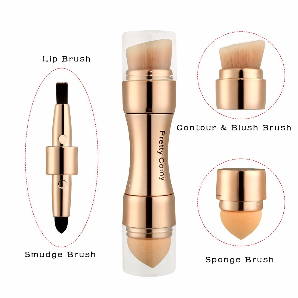 4 In 1 Portable Professional Makeup Brushes Foundation Eyebrow