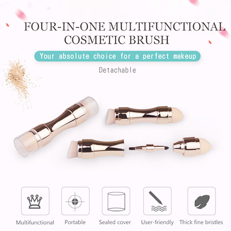 4 In 1 Portable Professional Makeup Brushes Foundation Eyebrow