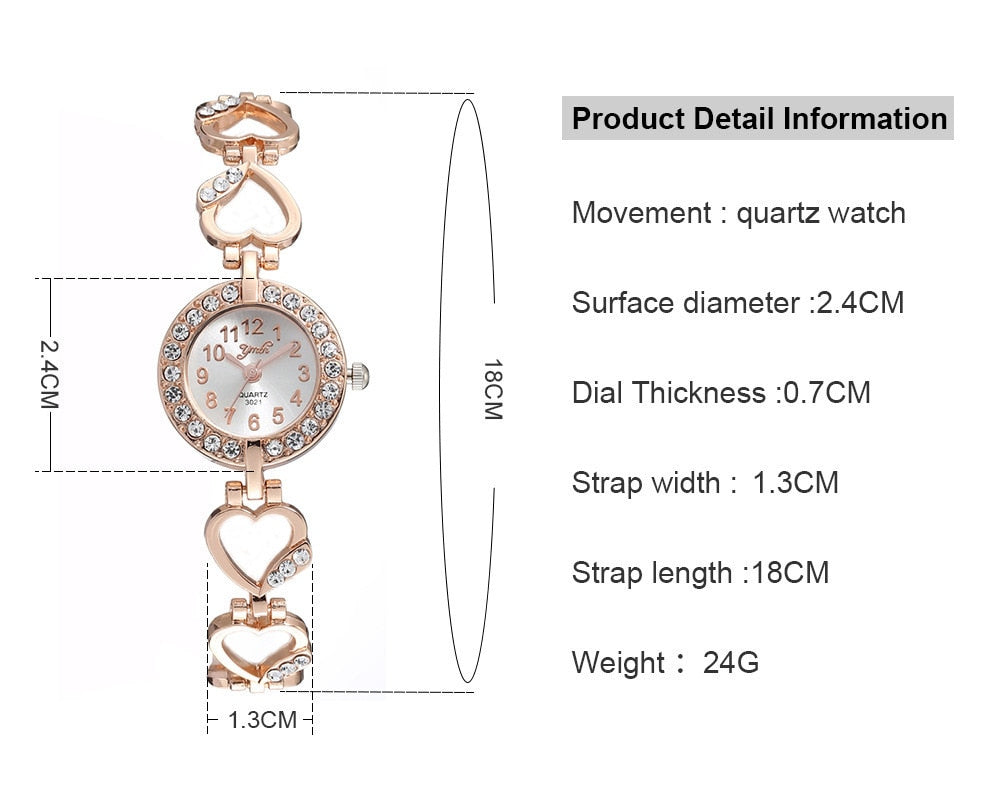 Starlet Gem Luxury Bracelet Women Watch Rose Gold Diamond Ladies Silver Timepiece