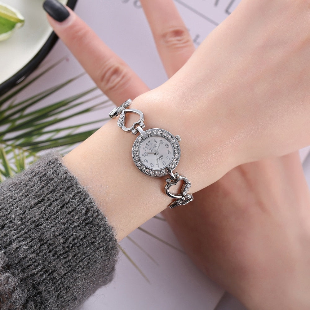 Starlet Gem Luxury Bracelet Women Watch Rose Gold Diamond Ladies Silver Timepiece