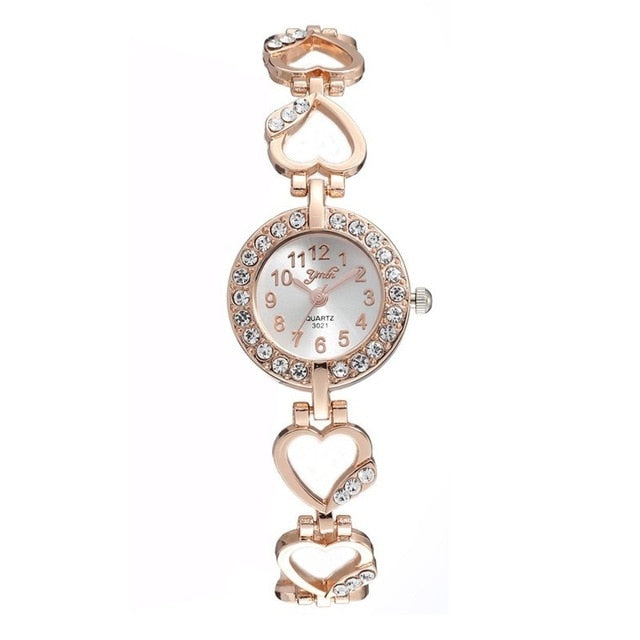 Starlet Gem Luxury Bracelet Women Watch Rose Gold Diamond Ladies Silver Timepiece