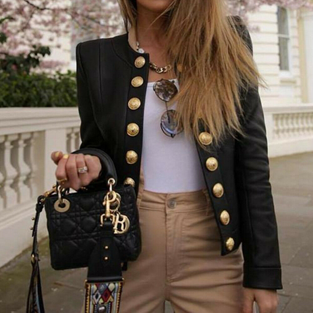 Vintage Winter Women Coat Black Jacket