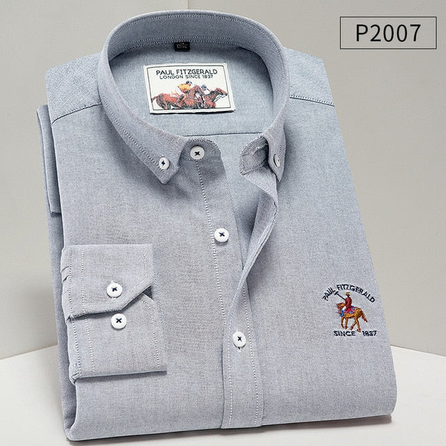 Men Oxford Cotton Long Sleeve Shirts