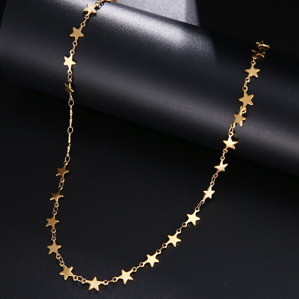 Modern Minimalist Jewelry Star Unisex Stainless Steel Chain Necklace