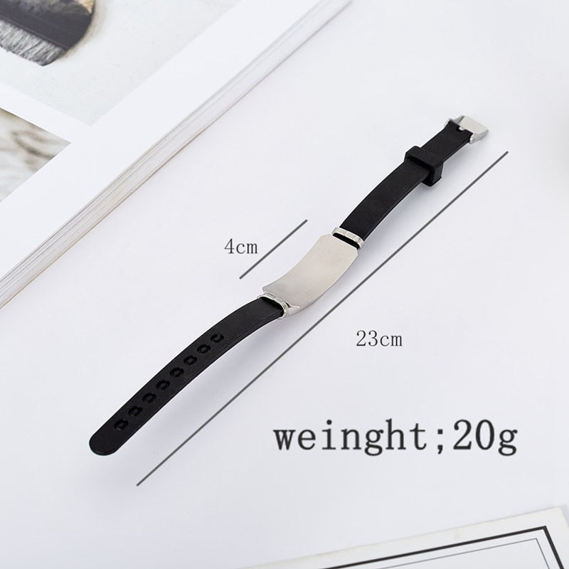 Engraved ID Bracelet Alert Stainless Steel Silicone Unisex Personalized Jewelry