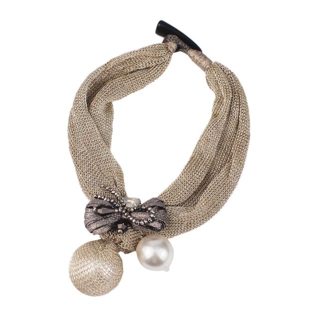 Simulated Pearl Pendants Necklaces Women Crystal Beads Statement Necklace Jewelry Choker