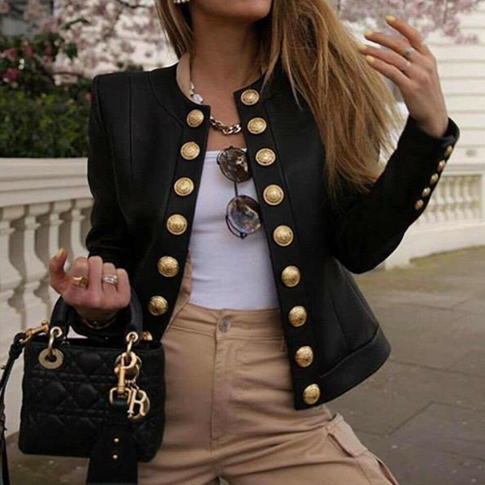 Vintage Winter Women Coat Black Jacket